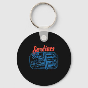 Sardines Tinned Fish Retro Graphic For Men Women  Key Ring