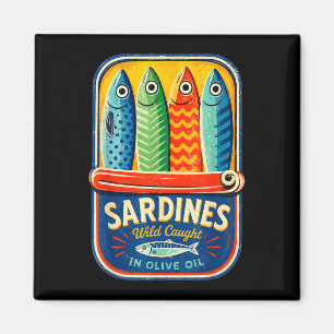 Sardines tinned fish retro graphic summer for men magnet
