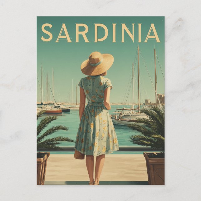 Sardinia 50s vintage travel postcard (Front)