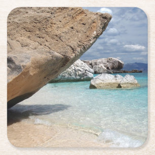 Sardinia beach with big rocks coaster