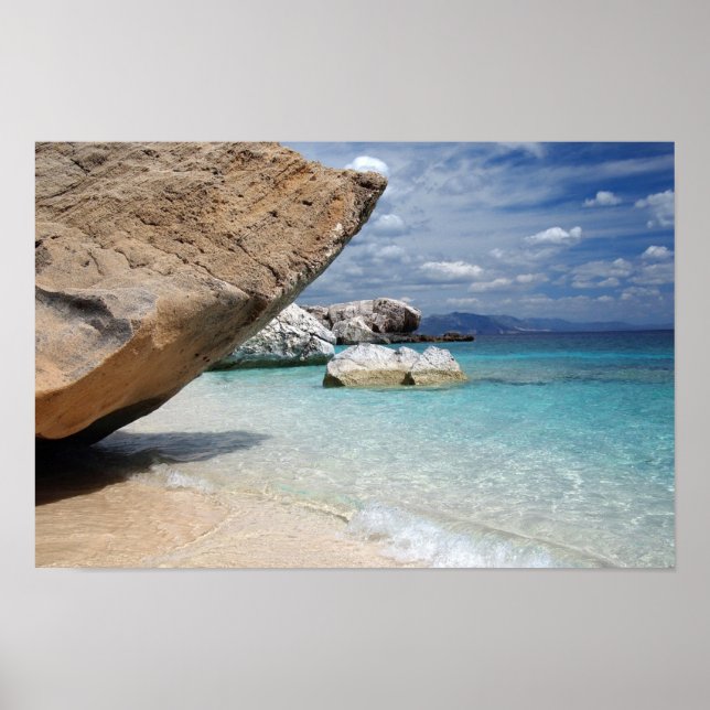 Sardinia beach with big rocks poster (Front)