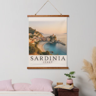 Sardinia Italy Coastal–Mediterranean Sunset Travel Hanging Tapestry