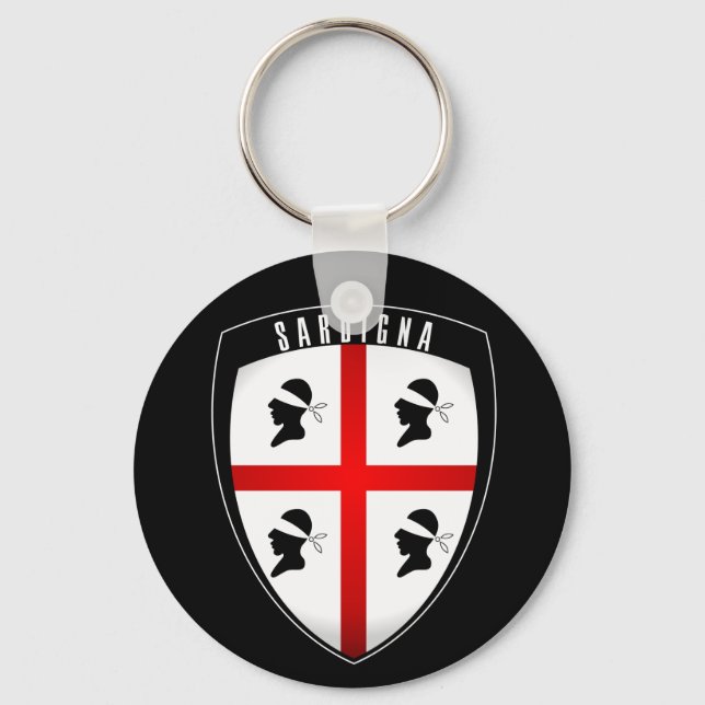 Sardinia, Shield Crest (black) Key Ring (Front)