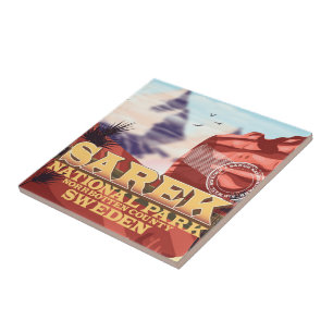 Sarek National Park Sweden vintage travel poster Tile