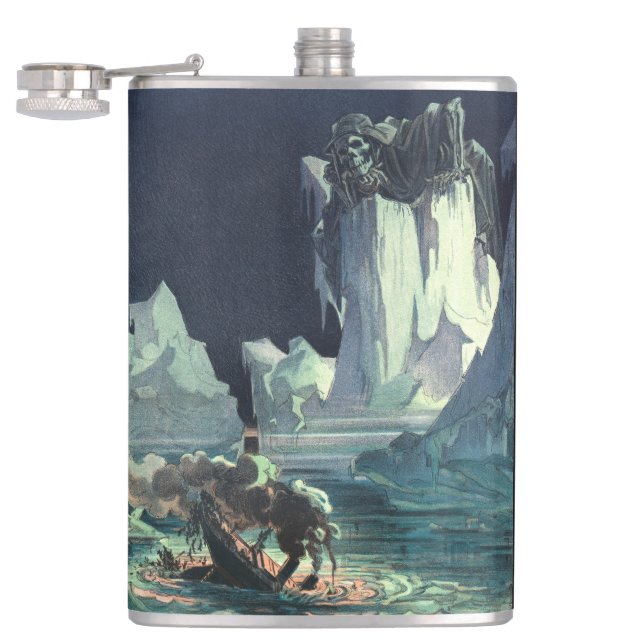 Sargasso Sea Grim Reaper & Sinking of Titanic Hip Flask (Opened)
