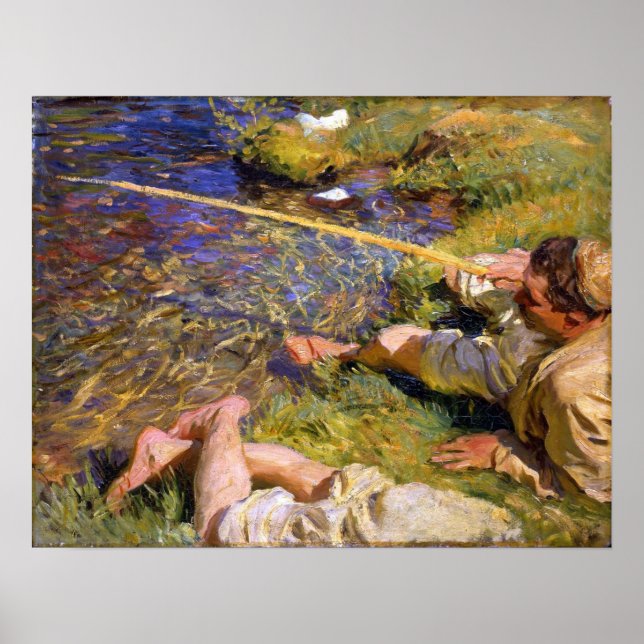 Sargent - Val D'Aosta, A Man Fishing Poster (Front)