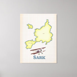 Sark vintage style map canvas print
