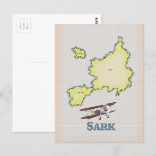 Sark vintage style map postcard