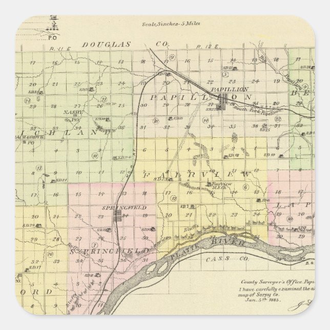 Sarpy County, Nebraska Square Sticker (Front)