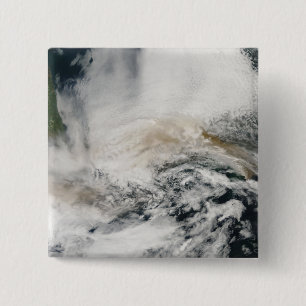 Sarychev Peak blowing across the Sea of Okhotsk 15 Cm Square Badge