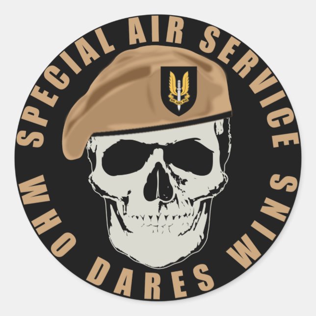 SAS Skull Classic Round Sticker (Front)