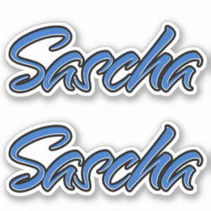 Sascha name blue sticker embroiderset