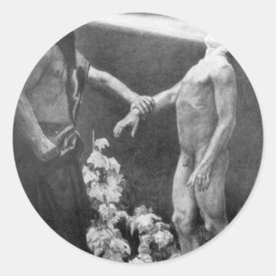 Sascha Schneider - Hypnosis Vintage German Occult Classic Round Sticker