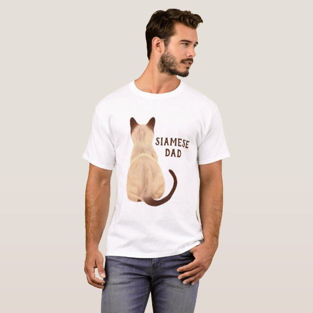 Sasha Siamese Cat Dad Kitty Looking Away Back View T-Shirt (Front Full)