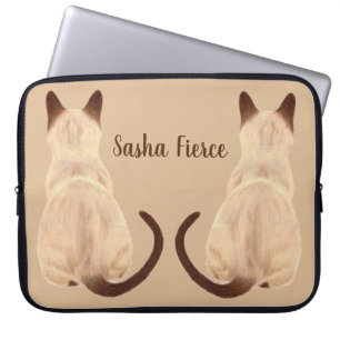 Sasha Siamese Cat Mum Kitty Looking Away Back View Laptop Sleeve