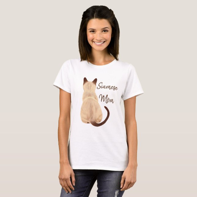 Sasha Siamese Cat Mum Kitty Looking Away Back View T-Shirt (Front Full)