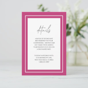 Sasha Vibrant Pink Modern Wedding Enclosure Card
