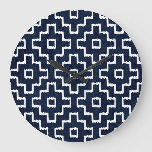 Sashiko Pattern: Traditional Japanese Embroidery Large Clock