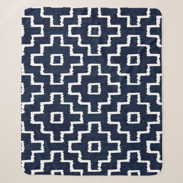 Sashiko Pattern: Traditional Japanese Embroidery Sherpa Blanket (Front)