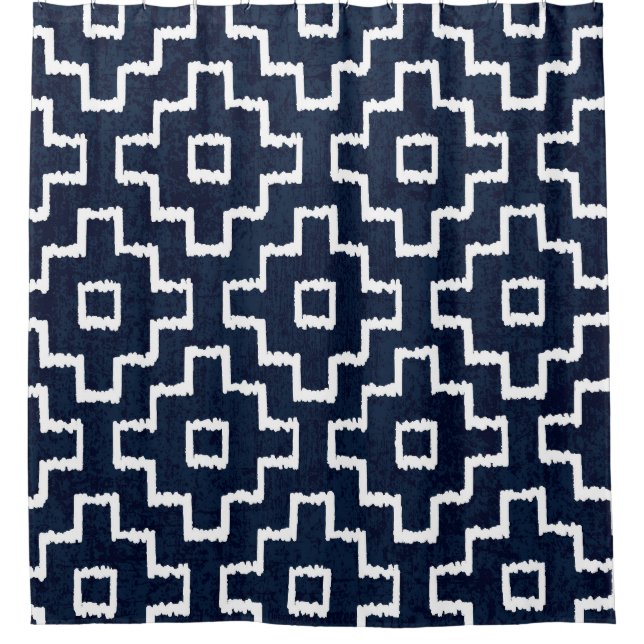 Sashiko Pattern: Traditional Japanese Embroidery Shower Curtain (Front)