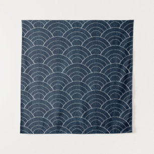 Sashiko seamless indigo dye pattern with tradition tapestry