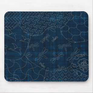 Sashiko-style embroidery imitation mouse pad