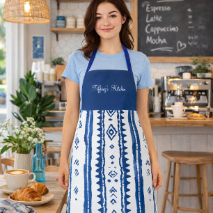 Sashiko White and Blue Pattern Apron