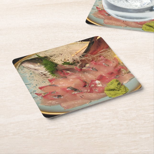 Sashimi 刺身 square paper coaster (Angled)