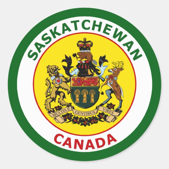 SASKATCHEWAN, CANADA CLASSIC ROUND STICKER (Front)