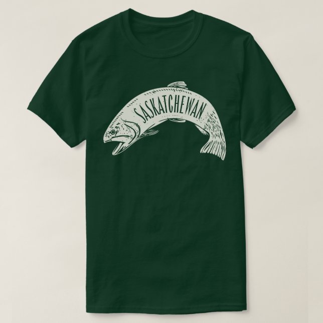 Saskatchewan Fish Wordmark Tan T-Shirt (Design Front)