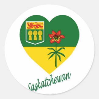 Saskatchewan Flag Heart with Name Classic Round Sticker