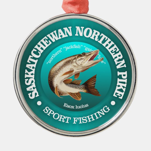 Saskatchewan Pike Fishing Metal Tree Decoration (Front)