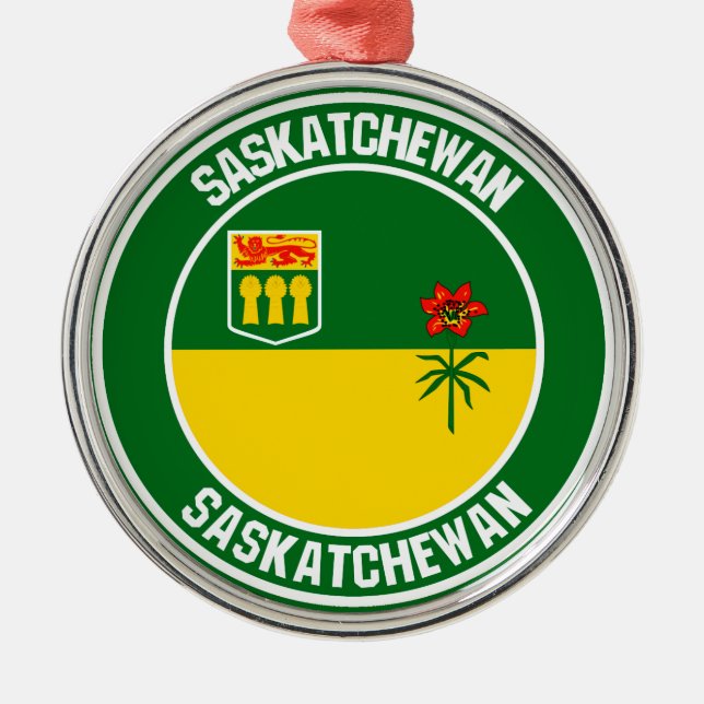 Saskatchewan Round Emblem Metal Tree Decoration (Front)