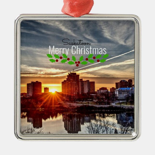 Saskatoon Cityscape  Metal Tree Decoration (Front)