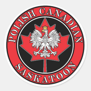 Saskatoon Round Polish Canadian Leaf Classic Round Sticker