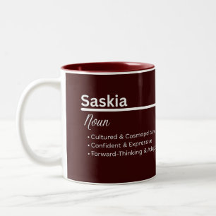Saski Girl Name Definition Personalized Two-Tone Coffee Mug