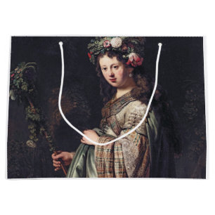 Saskia van Uylenburgh as Flora, Rembrandt, 1634 Large Gift Bag