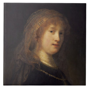 Saskia van Uylenburgh, c.1634-1640 (oil on panel) Tile