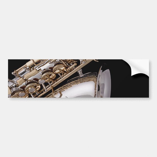 Sasophone On Black Bumper Sticker (Front)