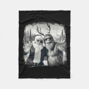 Sasquatch 67 Christmas Tree Funny Santa Bigfoot  Fleece Blanket