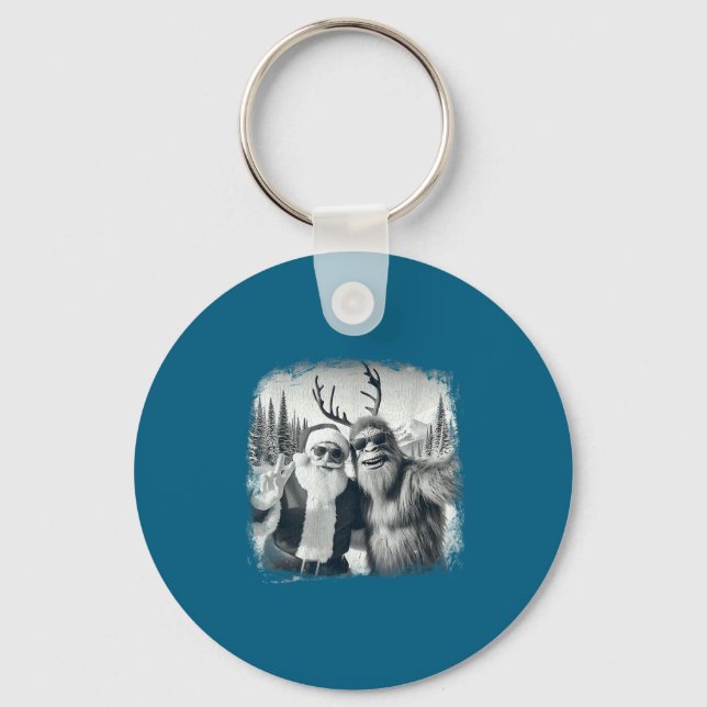 Sasquatch 67 Christmas Tree Funny Santa Bigfoot  Key Ring (Front)