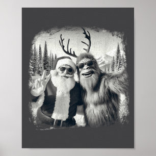 Sasquatch 67 Christmas Tree Funny Santa Bigfoot Poster