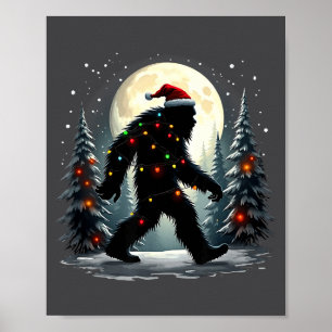 Sasquatch 67 Santa Bigfoot Christmas Tree Funny Poster