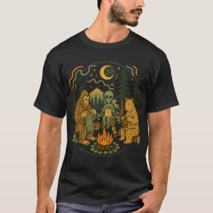 Sasquatch Alien Campfire Friends – Funny Cryptid U T-Shirt