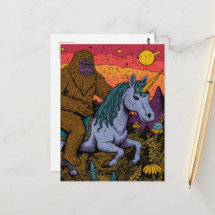 Sasquatch and a Unicorn Postcard