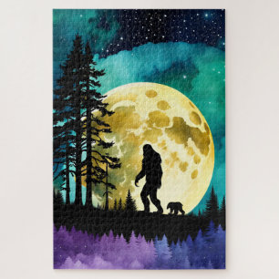 Sasquatch and Bear on the mountain Jigsaw Puzzle