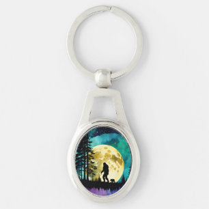 Sasquatch and Bear on the mountain Key Ring
