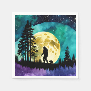 Sasquatch and Bear on the mountain *personalise* Napkin