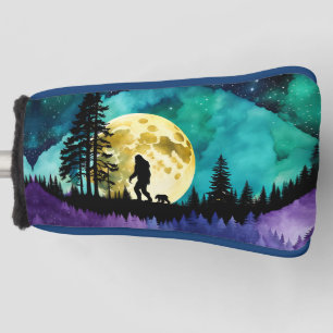 Sasquatch and Bear walking on the mountain Golf Head Cover