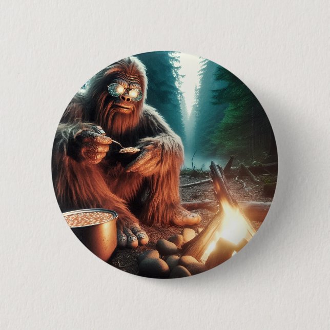 Sasquatch at the Campfire 6 Cm Round Badge (Front)